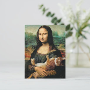 Mona Lisa som håller sin katt Leonardo da Vinci Vykort