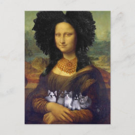 Mona Lisa som håller söta kattungar Leonardo da Vi Vykort
