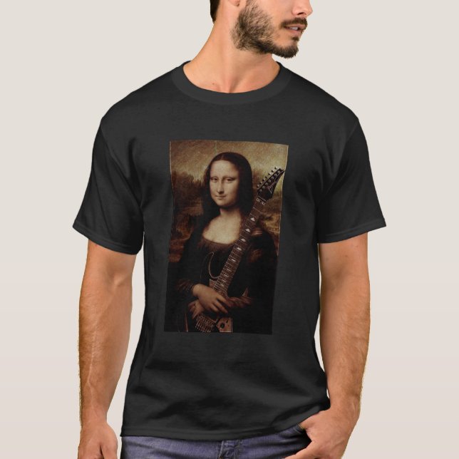 Mona Lisa som har en gitarr Guitar-spelare T Shirt (Framsida)