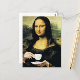 Mona Lisa som har en kopp Leonardo da Vinci Vykort