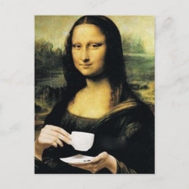 Mona Lisa som har en kopp Leonardo da Vinci Vykort