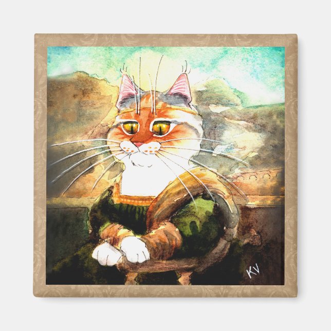 Mona Lisa spoof cat magnet (Framsidan)