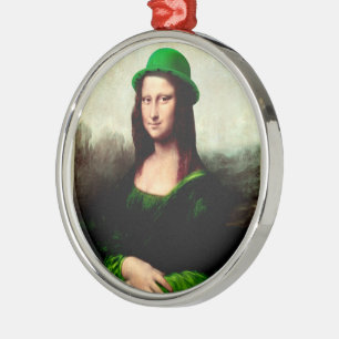 Mona Lisa St. Patricks Day Klöver Julgransprydnad Metall