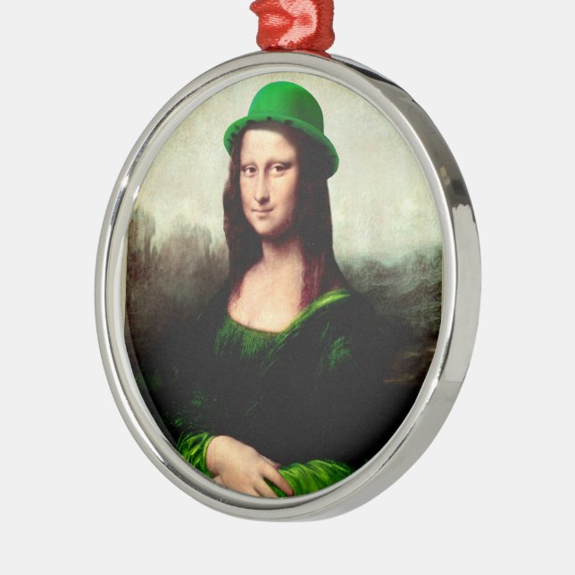 Mona Lisa St. Patricks Day Klöver Julgransprydnad Metall (Vänster)