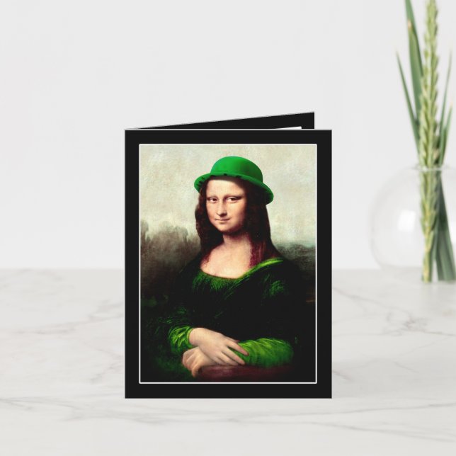 Mona Lisa St. Patrick's Day Klöver Kort (Framsida)