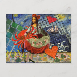 Mona Lisa Stjärnkollage: Whimsical Surreal Vykort