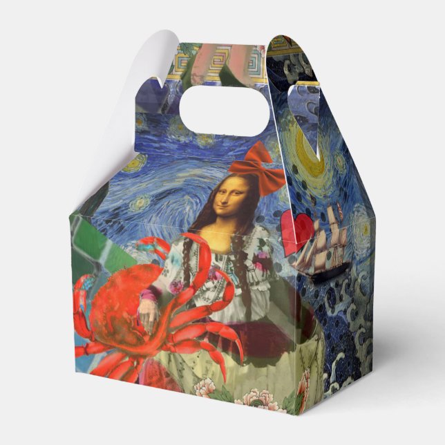 Mona Lisa Stjärnkväll Kollage: Whimsisk Surrealism Presentaskar (Framsidan Sidan)
