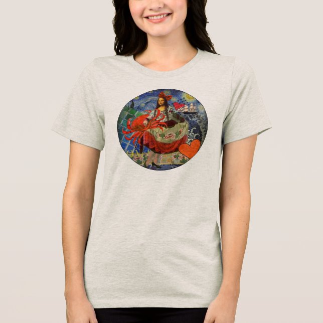Mona Lisa Stjärnkväll Kollage: Whimsisk Surrealism Tee (Framsida)