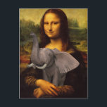 Mona Lisa stöder Elephant Awareness Vykort<br><div class="desc">den 3:e årsdagen för elefantmedvetandet - la gioconda gått med supportrarna med ett leende</div>