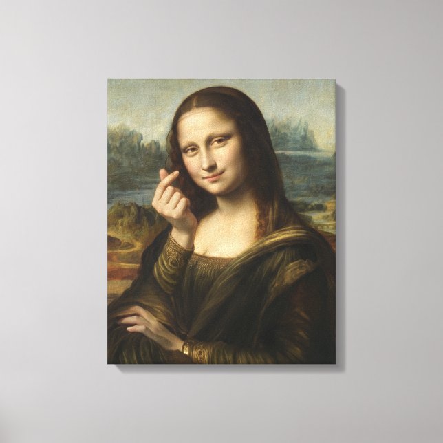 Mona Lisa striking a "Kyun Pose" Canvastryck (Framsida)