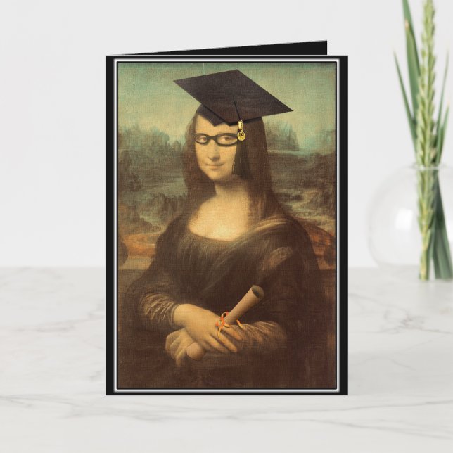 Mona Lisa Studenten Grad Cap Kort (Framsida)