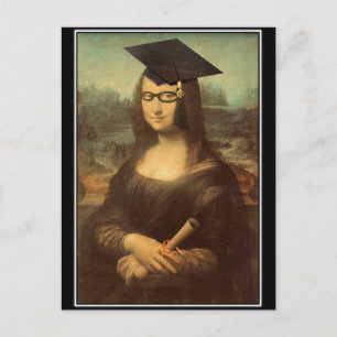 Mona Lisa Studenten Grad Cap Meddelande Vykort