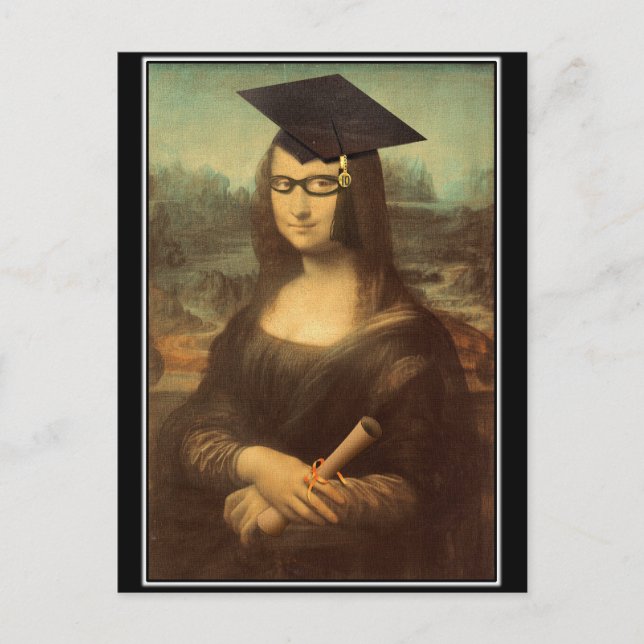 Mona Lisa Studenten Grad Cap Meddelande Vykort (Framsida)