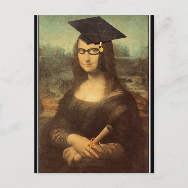 Mona Lisa Studenten Grad Cap Vykort (Framsida)