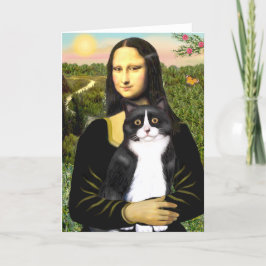 Mona Lisa - svart och vit katt Kort
