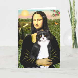 Mona Lisa - svart och vit katt Kort