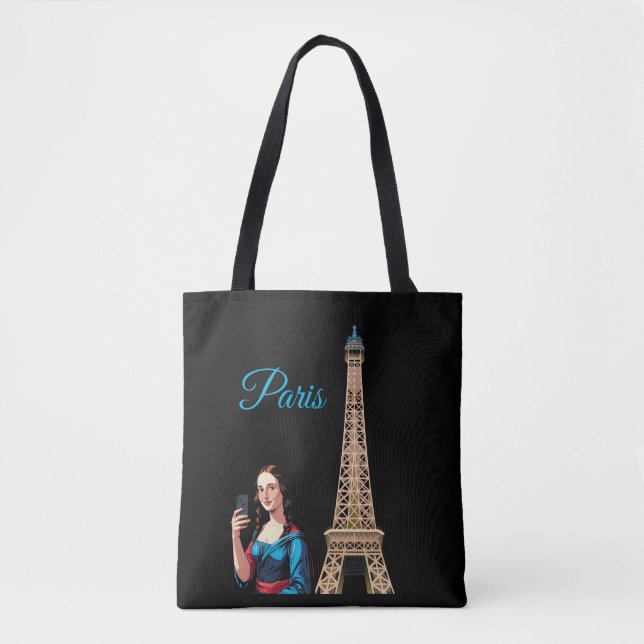 MONA LISA TAR SELFIE SURREALISTISK PARIS  TYGKASSE (Framsida)