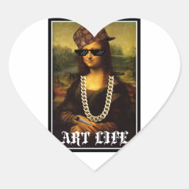 Mona Lisa Thug Life Art Life Hjärtformat Klistermärke