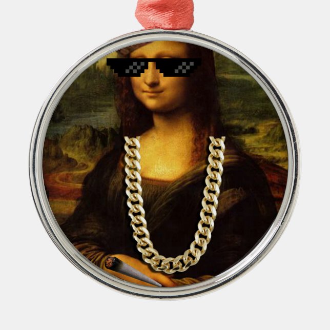 Mona Lisa Thug Life Art Life Julgransprydnad Metall (Framsidan)