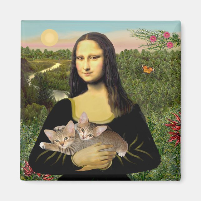Mona Lisa - Två randiga kattungar Magnet (Framsidan)