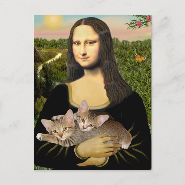Mona Lisa - Två Tabby Kittens Vykort (Framsida)