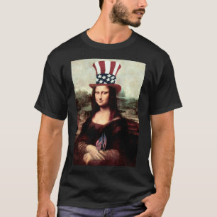 Mona Lisa USA Independence day T Shirt