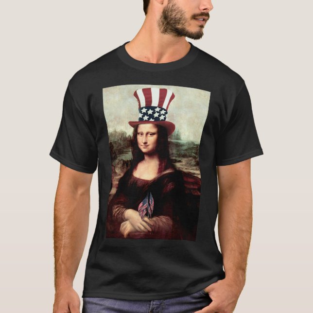 Mona Lisa USA Independence day T Shirt (Framsida)
