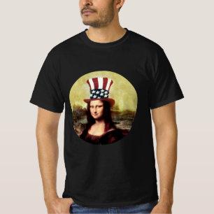 Mona Lisa USA Independence day T Shirt