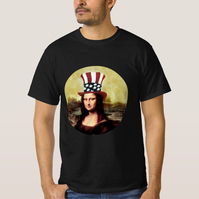 Mona Lisa USA Independence day T Shirt (Framsida)