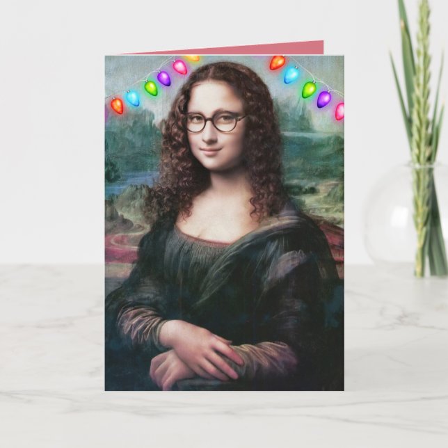 MONA LISA VÅGIGT HÅR ROLIGA JULKORT KORT (Framsida)