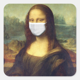 Mona Lisa Via Corona Virus Fyrkantigt Klistermärke