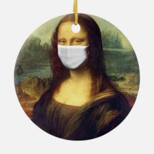 Mona Lisa Via Corona Virus Julgransprydnad Keramik (Baksidan)
