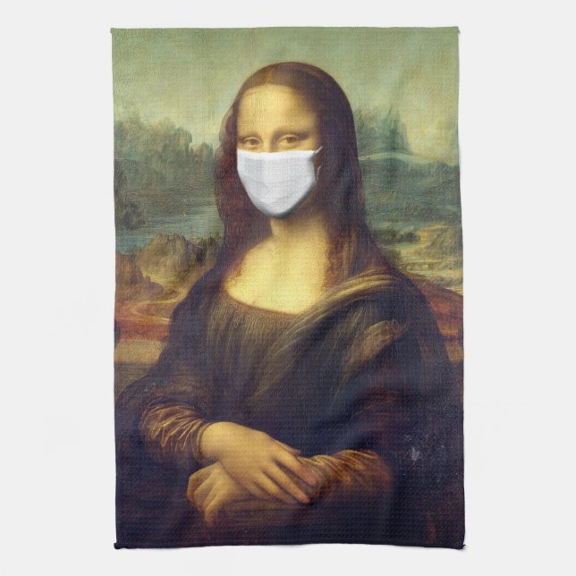 Mona Lisa Via Corona Virus Kökshandduk (Vertikal)