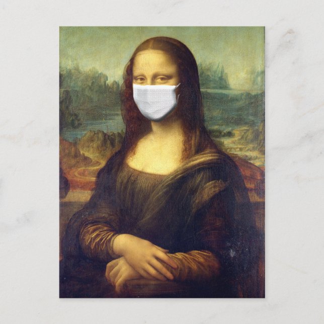 Mona Lisa Via Corona Virus Vykort (Framsida)