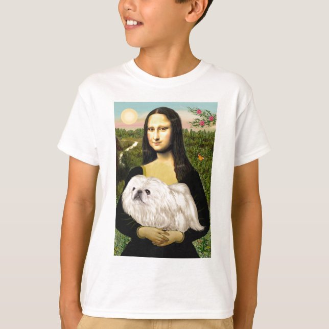 Mona Lisa - Vit Pekingeser (#4) Tee Shirt (Framsida)