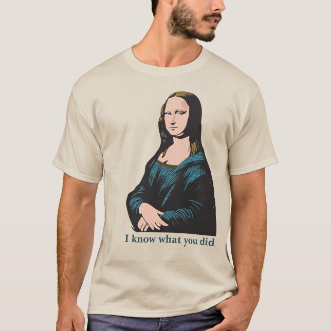 Mona Lisa Warhol Stil Smug Humous Tecknad Bok T Shirt (Framsida)