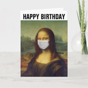 MONA LISA WEARING MASK BIRTHDAY CARD KORT
