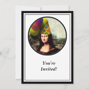 Mona Lisa Wearing Party Hat Inbjudningar