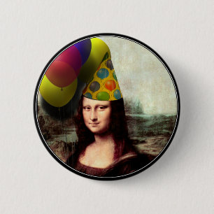 Mona Lisa Wearing Party Hat Knapp