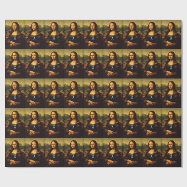 Mona Lisa Wears Blue Ribbon Presentpapper (Platt)