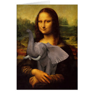 Mona Lisa With Elephant Hälsningskort