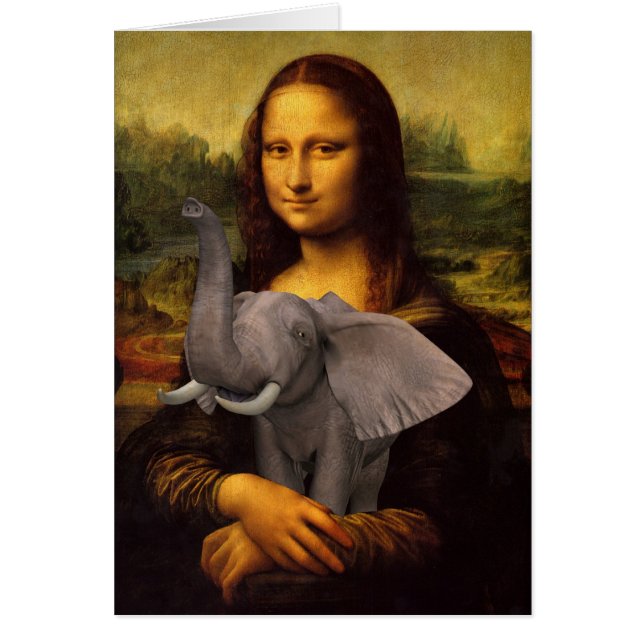 Mona Lisa With Elephant Hälsningskort (Framsidan)