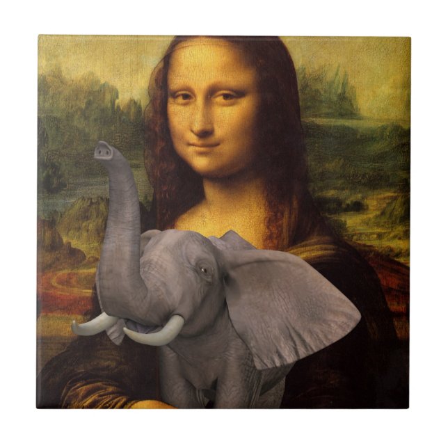 Mona Lisa With Elephant Kakelplatta (Framsidan)