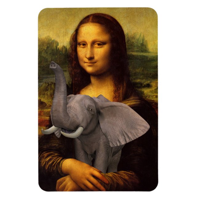 Mona Lisa With Elephant Magnet (Vertikal)