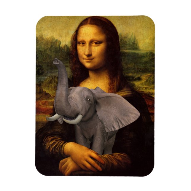 Mona Lisa With Elephant Magnet (Vertikal)