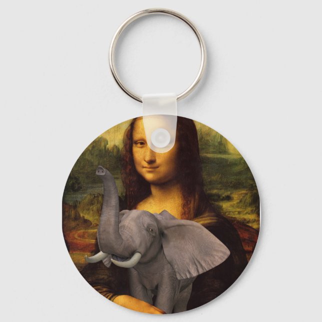 Mona Lisa With Elephant Nyckelring (Framsida)