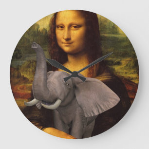 Mona Lisa With Elephant Stor Klocka