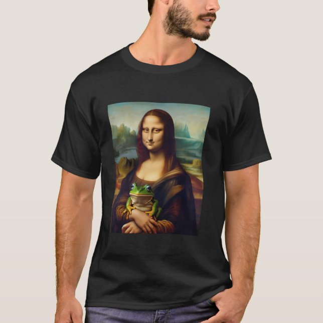 Mona Lisa With Frog Funny Art Painting T Shirt (Framsida)