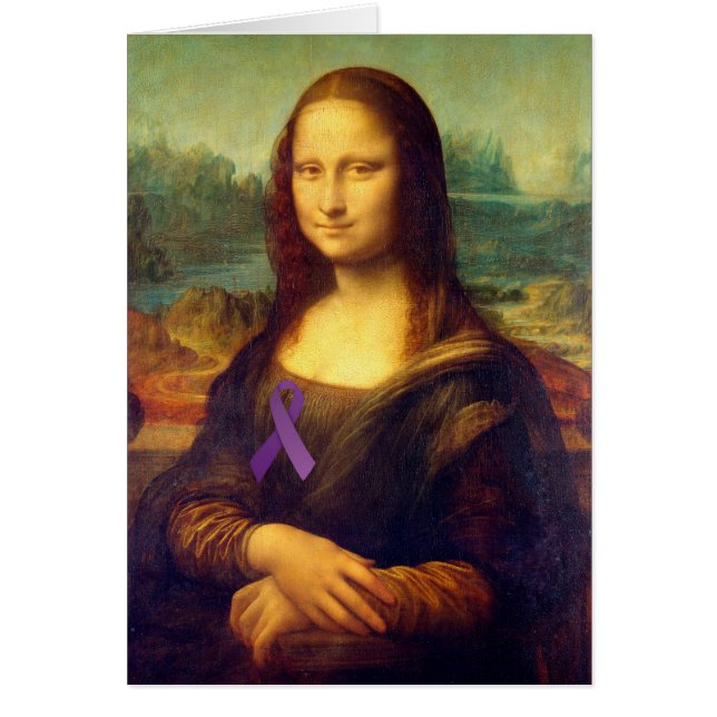 Mona Lisa With Lila Ribbon Hälsningskort (Framsidan)