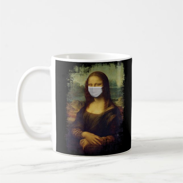 Mona Lisa With Mask Kaffemugg (Vänster)